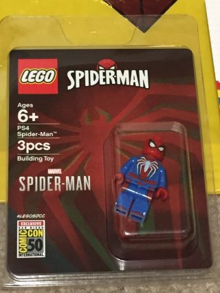 Sdcc 2019 Lego Minifigure Ps4 Spider - Man Comic Con Exclusive Marvel Spiderman