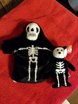 Ty Creepers The Skeleton Beanie Baby And Halloweenie Beanie Boneses Mwmt