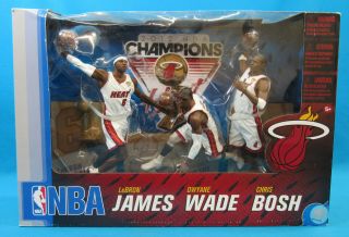 Mcfarlane Toys Nba Miami Heat Championship 3 - Pack Lebron James Wade Bosh