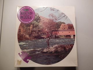 Covered Bridge 650 Pc Round Jigsaw Puzzle By Whitman Guaranteed Complete