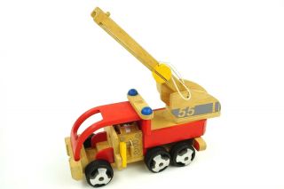Plan Toys Fire Truck Wooden Toy Red All Wood Japan
