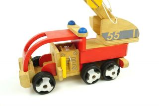 Plan Toys Fire Truck Wooden Toy Red All Wood Japan 2