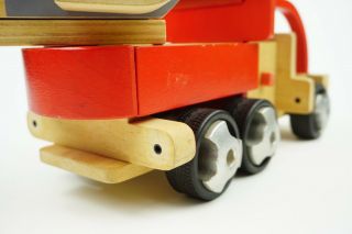 Plan Toys Fire Truck Wooden Toy Red All Wood Japan 7