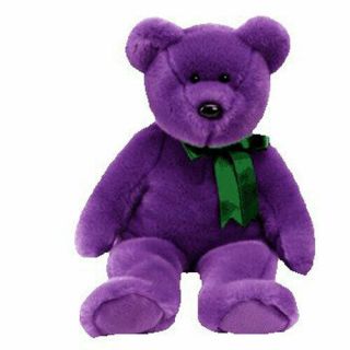 Ty Beanie Buddy - Employee The Purple Bear (14 Inch) - Mwmts Stuffed Animal Toy