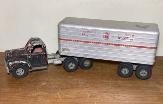 Vintage Old Smith - Miller Metal Toy Truck Cab W/ Pie Trailer