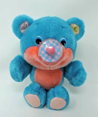 Playskool Nosy Bears Blue Pink Plush 11 " Soft Toy 1987 Nose Inflates