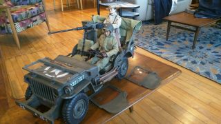 21st Century 1/6 Ww2 Willys Rat Patrol Jeep 4x4,  Machine Gun,  Canvas Top,  2 Gi 