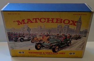 Matchbox Vintage G - 7 Veteran And Vintage Set Models Of Yesteryear Circa 1960
