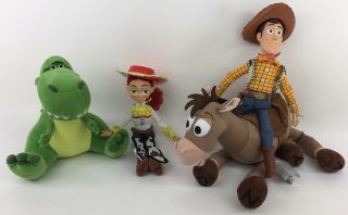 Disney Pixar Toy Story Woody Jessie Dolls Talking Pull String Plus Bullseye Rex
