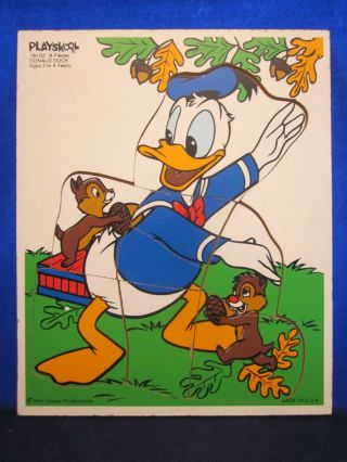 Playskool Wood Puzzle 190 - 02 Donald Duck Chip & Dale Walt Disney