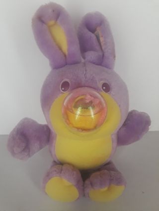 Vtg 1989 Purple Playskool Plush Nosy Bunny Bears Bunnies Eggs In Bubble Nose