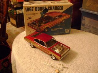 Old 1/25 Mpc 767 - 200 1967 Dodge Charger Clear Hood Car Kit / Box - Pro Built Xlnt