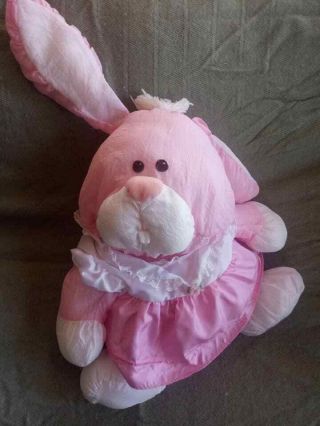 Vintage Puffalump Bunny Rabbit Girl Pink Dress Soft Plush Doll F P