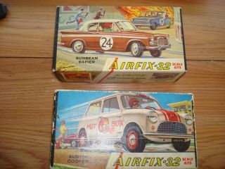 2 Vintage Airfix - 32 Austin Cooper C5 - 50 & Sunbeam Rapier C7 - 50 1:32 Scale Kits