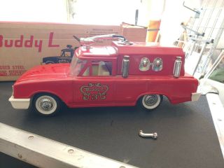 Vintage Buddy L Fire Chief 3 W/original Box Rare Pressed Steel