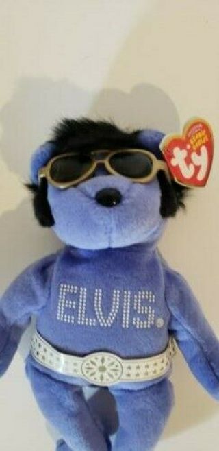 Ty Elvis Beanie Hawaii The Bear Beanie Baby - With Tags Sunglasses