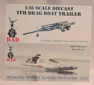 Badass Diecast Eddie Knox Racing Problem Child Drag Boat With Trailer Both Nib