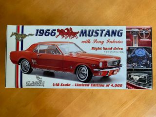 Classic Carlectables 1966 Ford Mustang Rhd 1/18 Diecast Candy Apple Red Car