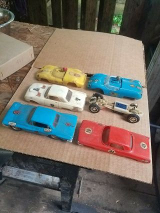 5 Eldon 1/32 Slot Car Shells (blue Plymouth Complete)