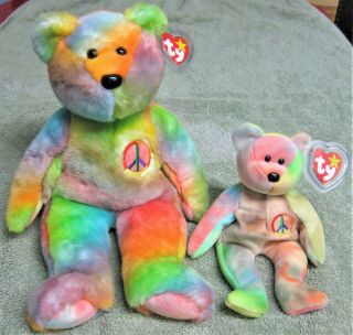 Ty Beanie Babies Peace Buddy & Bear Set