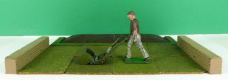 Pre War Britains Lead Miniature Garden Lawn Mower,  Flower Beds,  Lawn,  Walls Etc