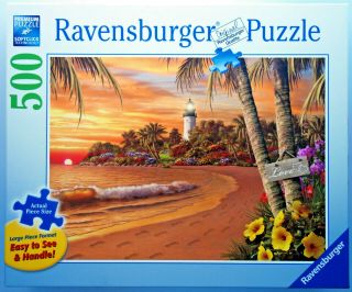 Jigsaw Puzzle 500 Lg Pc Tropical Love Beach Lighthouse Alan Giana Ravensburger