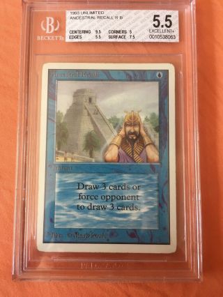 1993 Magic The Gathering Mtg Unlimited Ancestral Recall Bgs 5.  5 Power 9