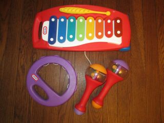 Kids Little Tikes Musical Plastic Instrument Toy Set Tambournie Maracas Xylophon