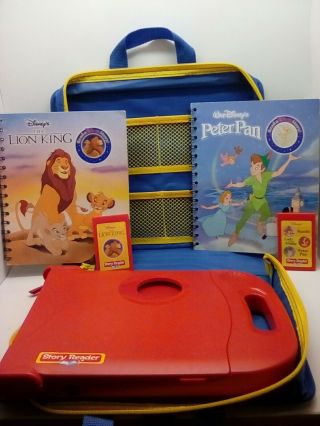 Story Reader W/ Carrying Case,  2 Books Cartridges.  Lion King,  Peter Pan