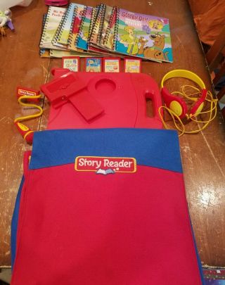 Story Reader With Backpack,  Books Cartridges,  Microphone,  And Headphones Bundle