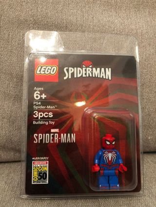Sdcc 2019 Lego Minifigure Ps4 Spider - Man Comic Con Exclusive Marvel Spiderman