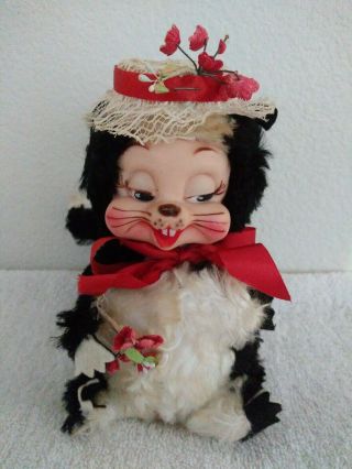 Vintage Rushton Stinky Skunk Rubber - Face Plush 8 " Star Creation Stuffed Toy Doll