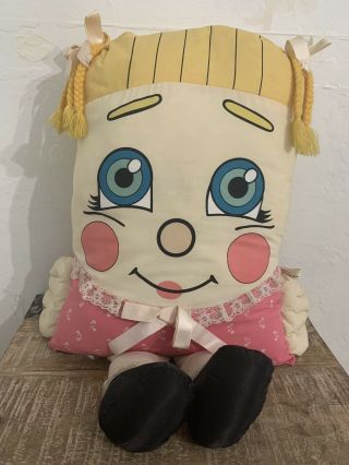 Rare Vintage 1985 Pillow People Small Blonde Girl Pink Dress Plush Doll