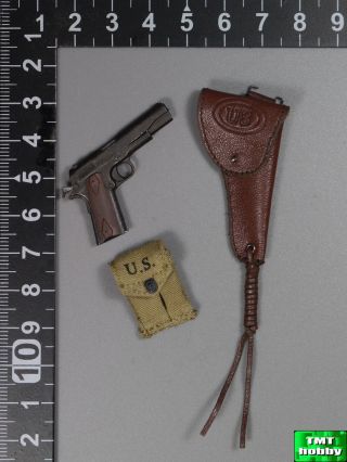 1:6 Scale Did Wwii Us Military Police A80116 - M1911 Pistol W/ Holster & Pouch