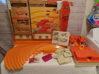 1968 Hot Wheels Charger Grand Prix Race Set W Box Buttons Box No Cars Read