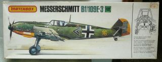 Matchbox 1:32 Scale Bf109e - 3 Ww2 German Fighter Model Kit Mib