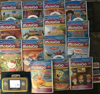 Vtech Mobigo Touch Learning System Electronic Blue 17 Games Storage Power Cord