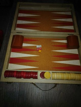Vintage Crisloid Backgammon Set 30red And Cream Color Checkers