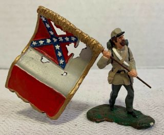1998 Miniature Lead Toy Soldier Civil War Confederate Soldier W Back Pack - Signed