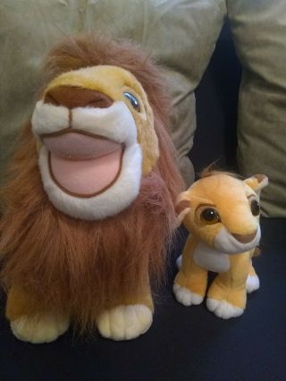 Disney Lion King 15” Mufasa With Young Simba Stuffed Animal Toy 1993 Authentic