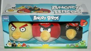 Angry Birds 4 " 3 - Pack Plush Stuffed Animal By Commonwealth Toys 2010 Rare