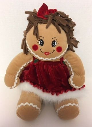 Large Dandee Gingerbread Kids Girl 18 " Plush Christmas Holiday Festive Plush C3