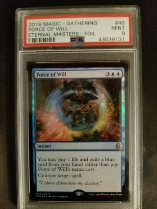 Mtg Psa 9 Force Of Will Foil Eternal Masters 2016