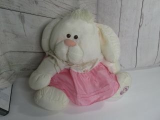 Vtg Fisher Price Puffalump White Bunny Rabbit Pink Dress 1986 13” Large