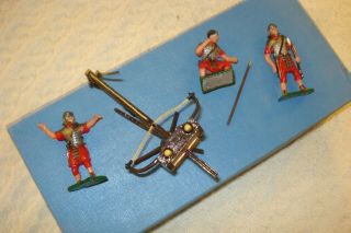 54mm Roman Scorpion (bolt Thrower) Vignette With Catapult And 3 Crew In Metal