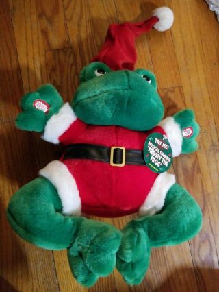 Musical Singing Frosty Frog Plush Christmas Sound Stuffed W Tags