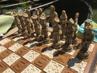 Chess Set Aztec Mayans Warriors V’s The Spanish Conquistadors.  bought 1966 4