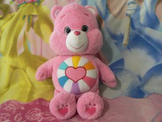 Jumbo 19 " 50cm Pink Hopeful Heart Rainbow Glitter Care Bear Baby Girl Plush Toy