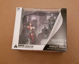 Dc Collectibles Injustice Gods Among Us Cyborg Vs Harley Quinn 3.  75in.