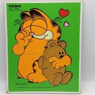 Vintage 1978 Playskool Garfield Pooky Wood Tray Puzzle 320 - 1 Jim Davis Cat Bear